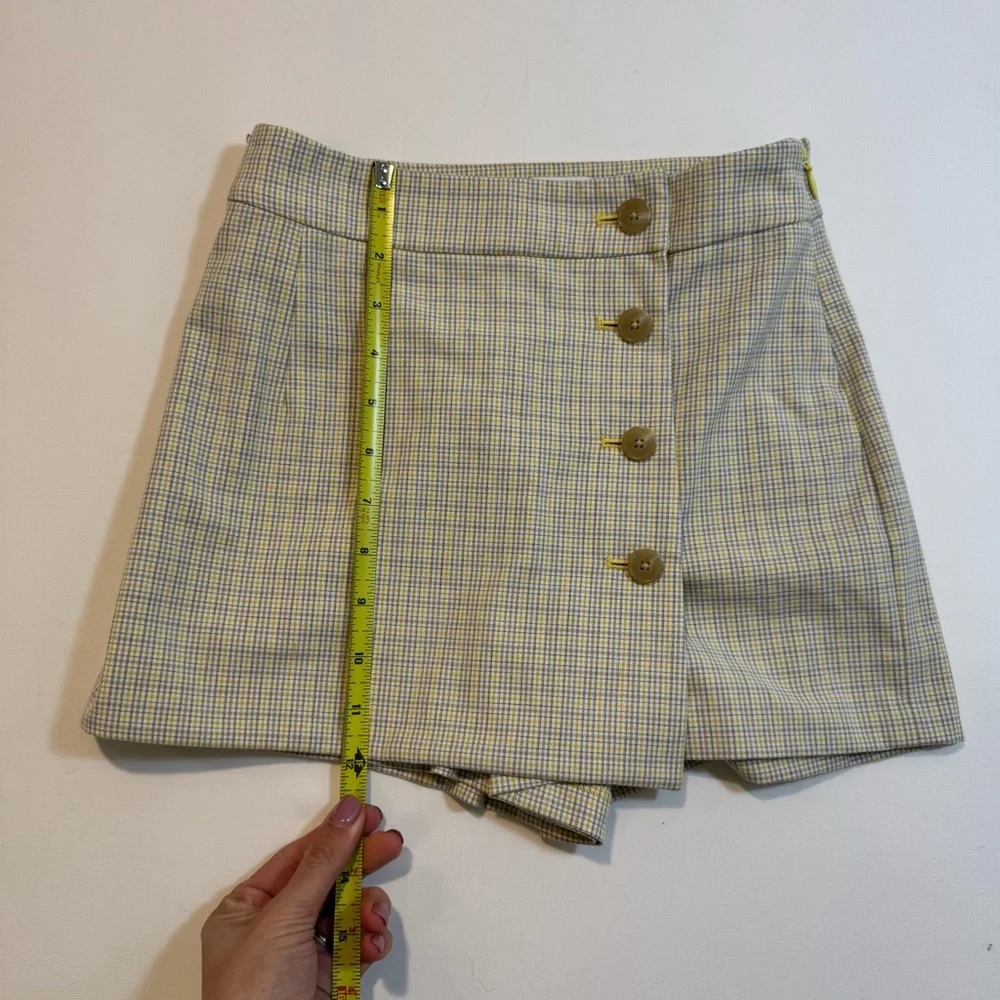 Sunday Best Heather Skort Pastel Yellow Plaid Button Front Sz 00 Academia Preppy